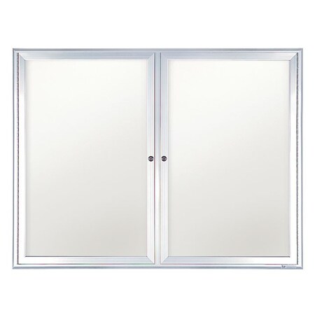 United Visual Products Double Indoor Enclosed Magnetic Wet/Dry UV8685-SATIN-WHTPORC